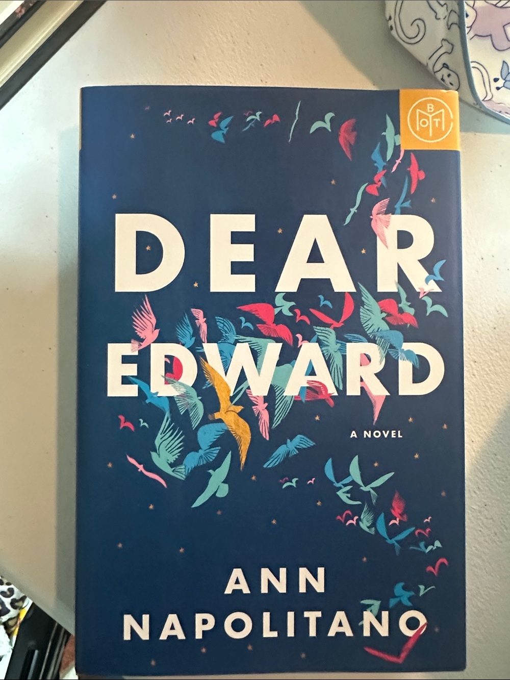 Dear Edward by Ann Napolitano - Navy Cover with Multicolor Birds